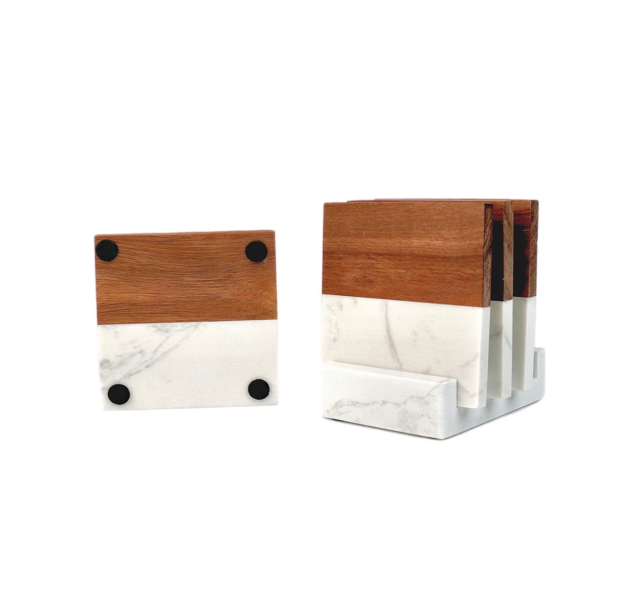 Personalized Acacia & Marble Coasters